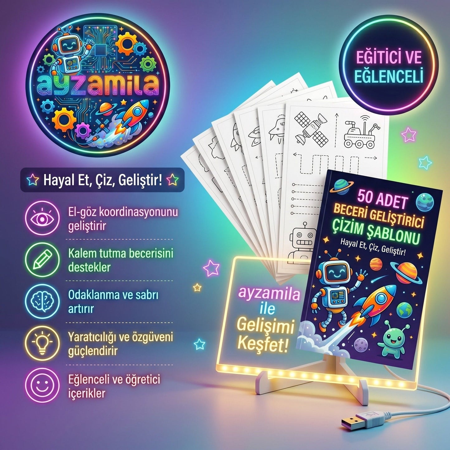 50 Adet Beceri Arttırıcı Şablon