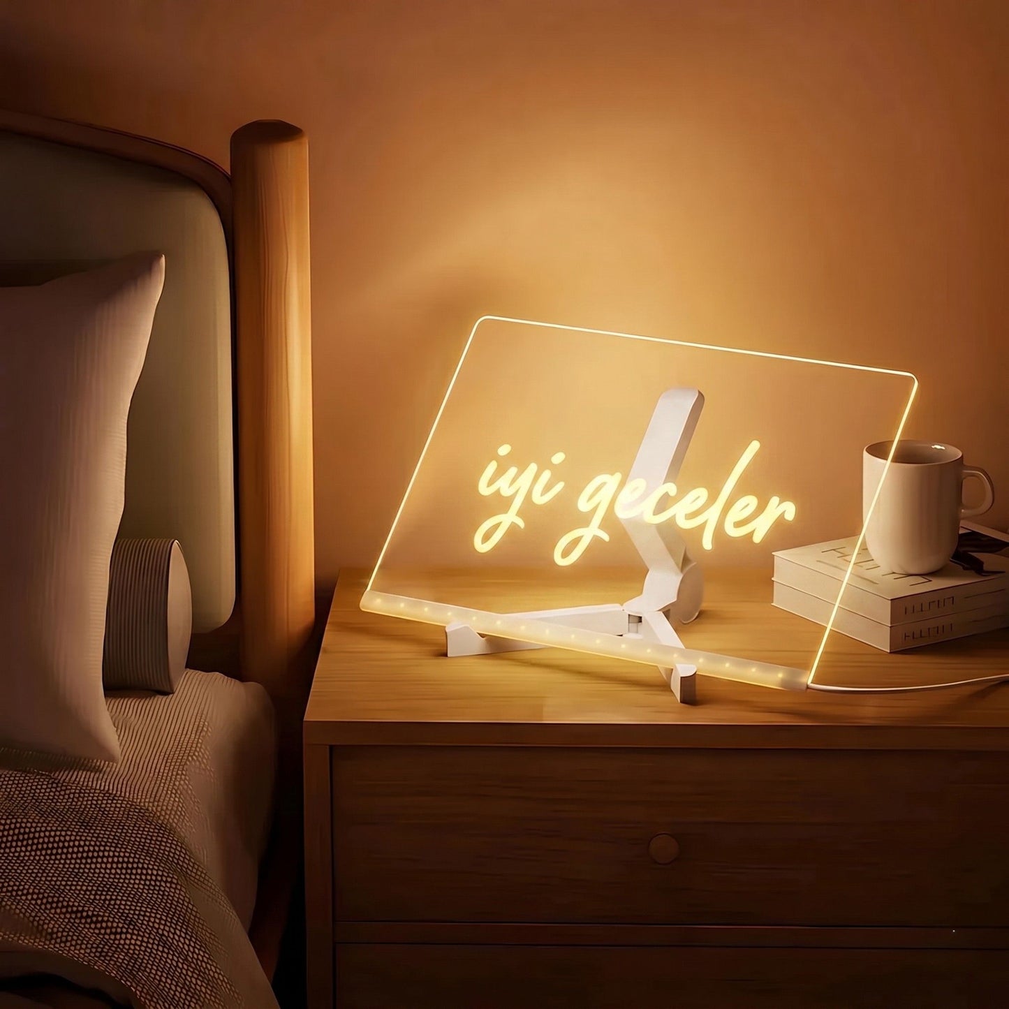 Ayzamila™ - LED Işıklı Yazı ve Çizim Panosu 20x20 Cm