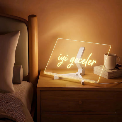 Ayzamila™ - LED Işıklı Yazı ve Çizim Panosu 20x20 Cm
