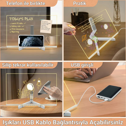 Ayzamila™ - LED Işıklı Yazı ve Çizim Panosu 20x20 Cm